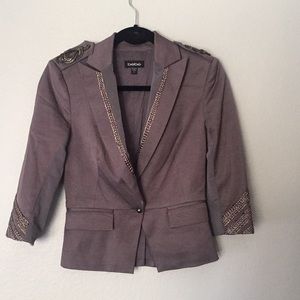 Bebe 4 embellished punk blazer grey silver